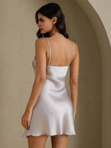 [Gris] SilkSilky-FR Sleeveless V Neck Chemises de nuit 002