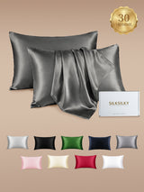 [Gris Foncé] SilkSilky-FR 30Momme Taies d'Oreiller 001
