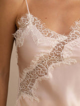 [Rose] SilkSilky-FR Spaghetti Strap V Neck Top À Fines Brides 004