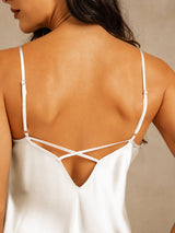[Blanc] SilkSilky-FR Sleeveless V Neck Chemises de nuit 005