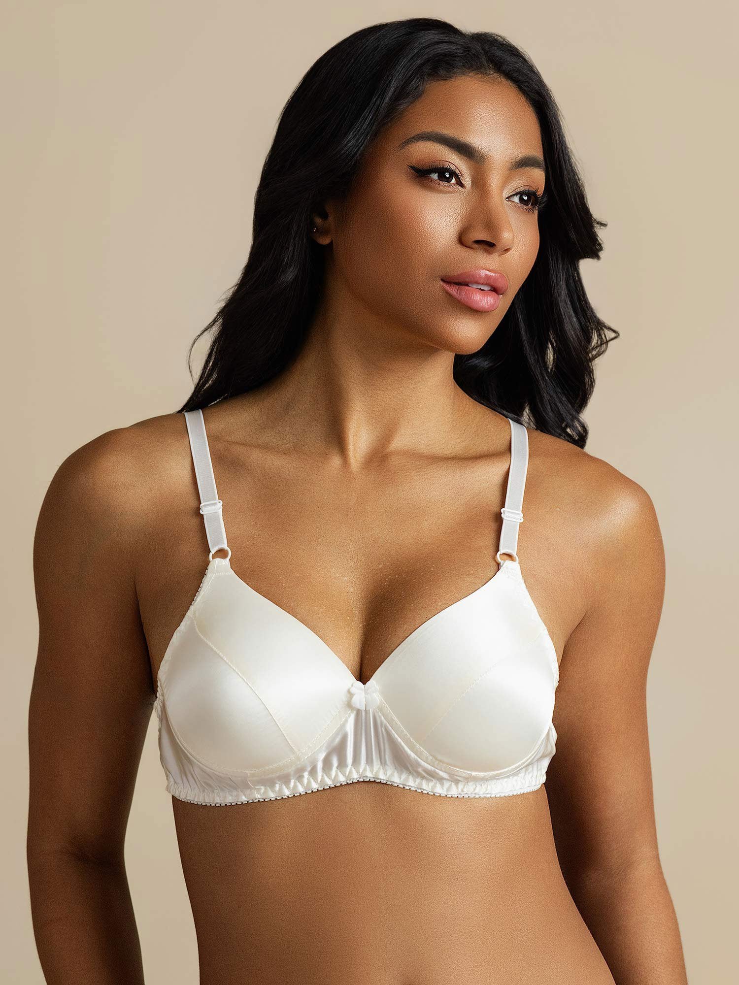 [Blanc] SilkSilky-FR Soie Bra 007,