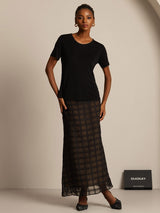 [Noir] SilkSilky-FR Manches courtes Col Rond Femme T-Shirt 006