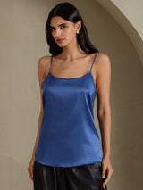 [Bleu Canard Véritable] SilkSilky-FR Spaghetti Strap Top À Fines Brides 001