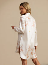 [Blanc] SilkSilky-FR 19Momme Manches longues Col Cranté Chemise pour dormir 002
