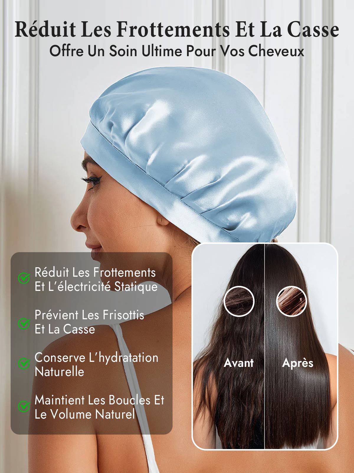 [Bleu Clair] SilkSilky-FR Bonnets de Nuit 004