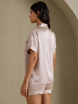 [Gris Ombre] SilkSilky-FR Short Sleeve Lapel Collar Femme Pyjamas 002
