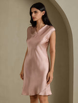 [Toscane] SilkSilky-FR Cap Sleeve V Neck Robes 006