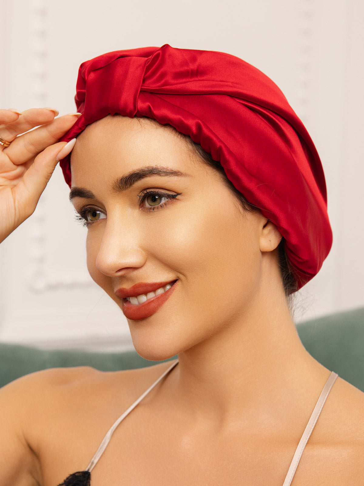 [Rouge Vineux] SilkSilky-FR Pure Soie Sleep Cap 002