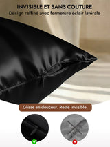 [Noir] SilkSilky-FR 30Momme Taies d'Oreiller 006
