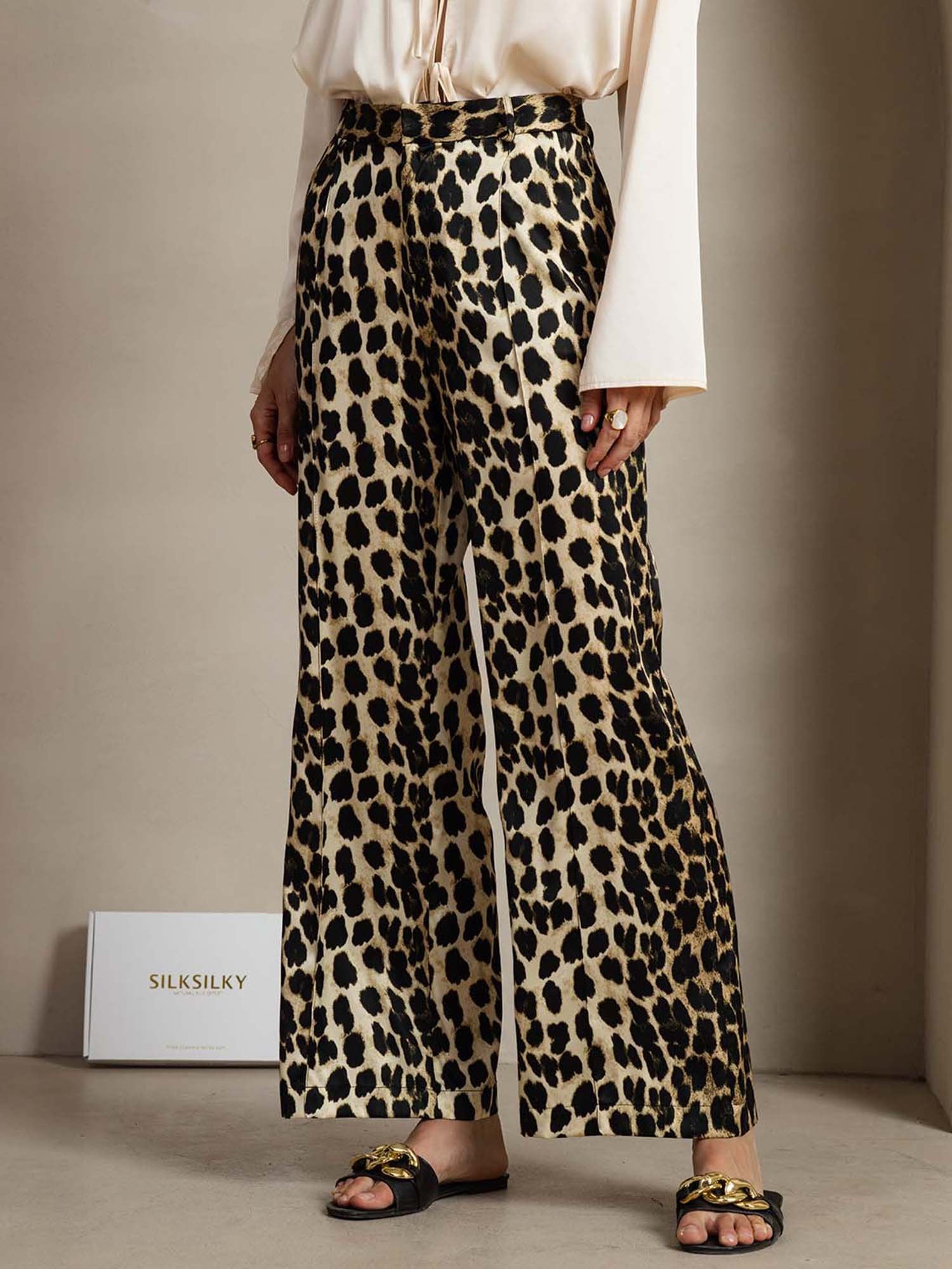 [Leopard] SilkSilky-FR 19Momme Soie Womens Pants 003