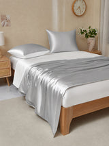 [GrisClair+Blanc] SilkSilky-FR Parure de Lit Soie 003