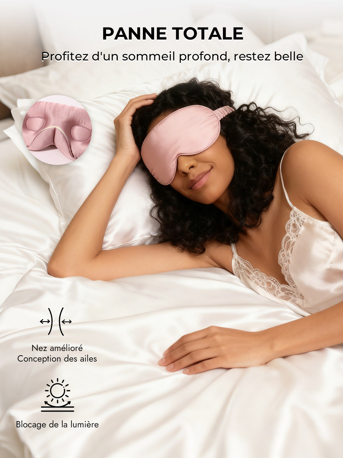 [Mauve Pâle] SilkSilky-FR Soie Eye Mask 005