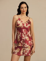 [Dragon Bordeaux] SilkSilky-FR Spaghetti Strap V Neck Ensemble Camisole 001