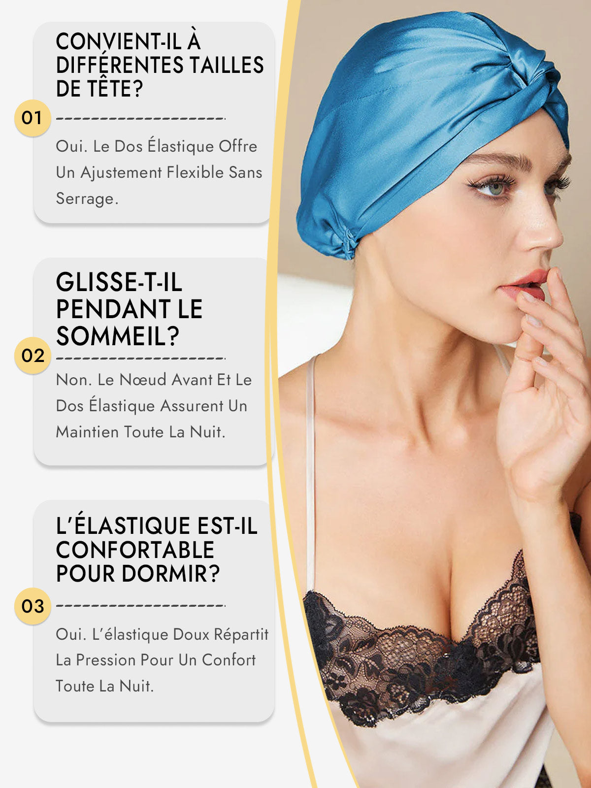 [Bleu Royal] SilkSilky-FR Bonnets de Nuit 008