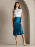 SilkSilky-FR 19Momme Pure Soie Skirt BleuRoyal 006