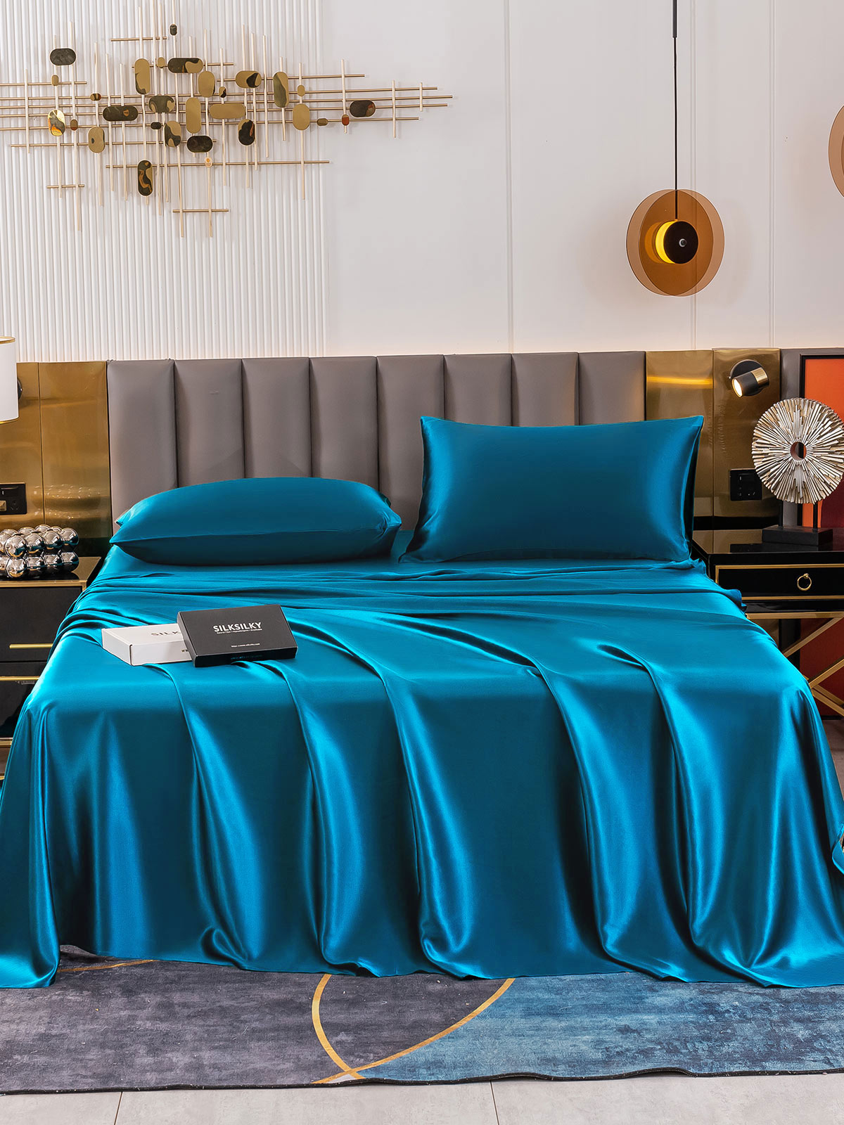 [Bleu Royal] SilkSilky-FR 19Momme Pure Silk Bedding Set 002