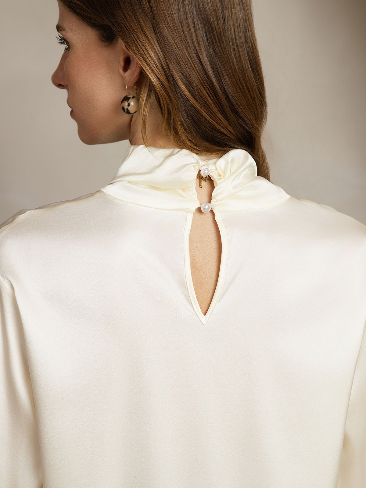 [Ivory] SilkSilky-FR 19Momme Soie Womens Shirt 006