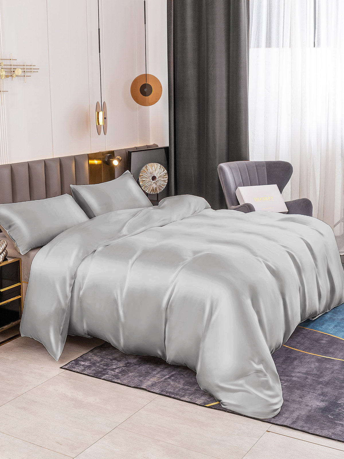 [Argent] SilkSilky-FR 19Momme Pure Soie Bedding Set 004
