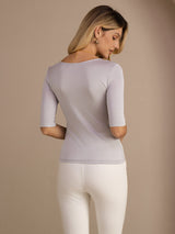 [Gris Clair] SilkSilky-FR Half Sleeve Femme T-Shirt 002