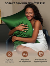 [Vert Foncé] SilkSilky-FR 30Momme Taies d'Oreiller 005
