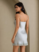 [Bleu Grisâtre] SilkSilky-FR Sleeveless V Neck Chemises de nuit 002