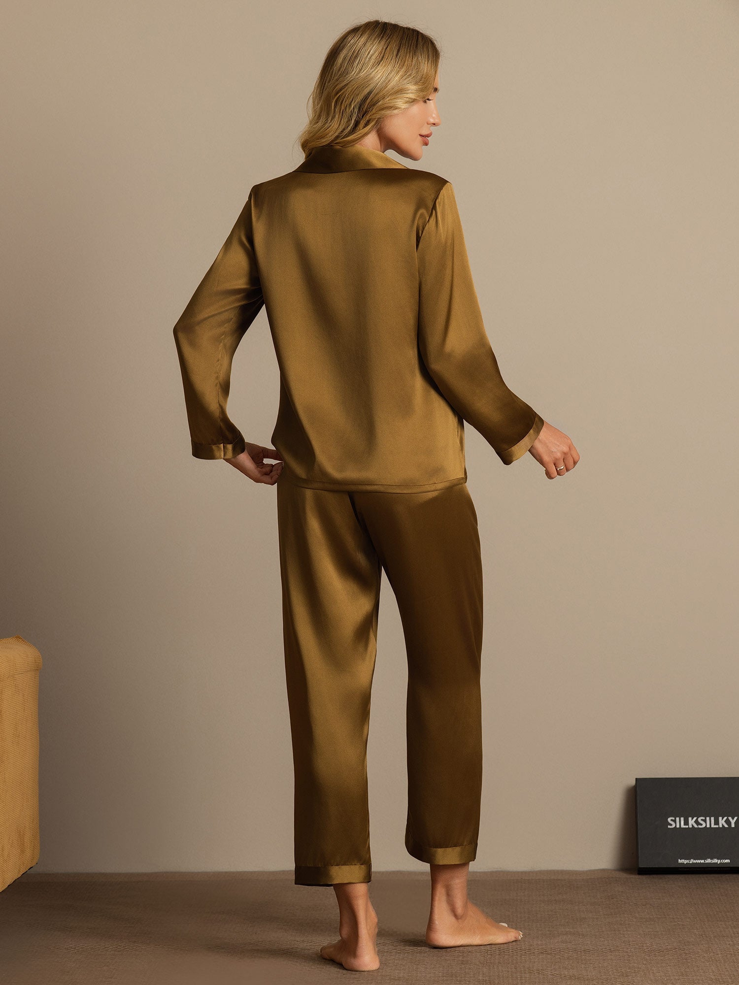 [Brun] SilkSilky-FR Pure Soie Womens Pajamas 002,