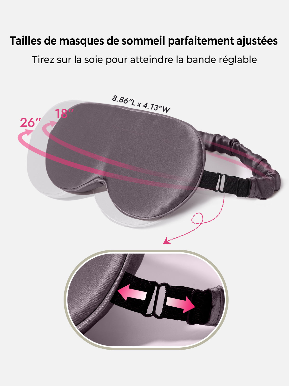 [Gris Foncé] SilkSilky-FR Soie Eye Mask 004