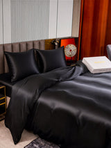 [Noir] SilkSilky-FR Parure de Lit Soie 006