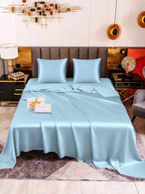 [Bleu Clair] SilkSilky-FR Parure de Lit Soie 002