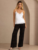 [Blanc] SilkSilky-FR Spaghetti Strap V Neck Top À Fines Brides 007