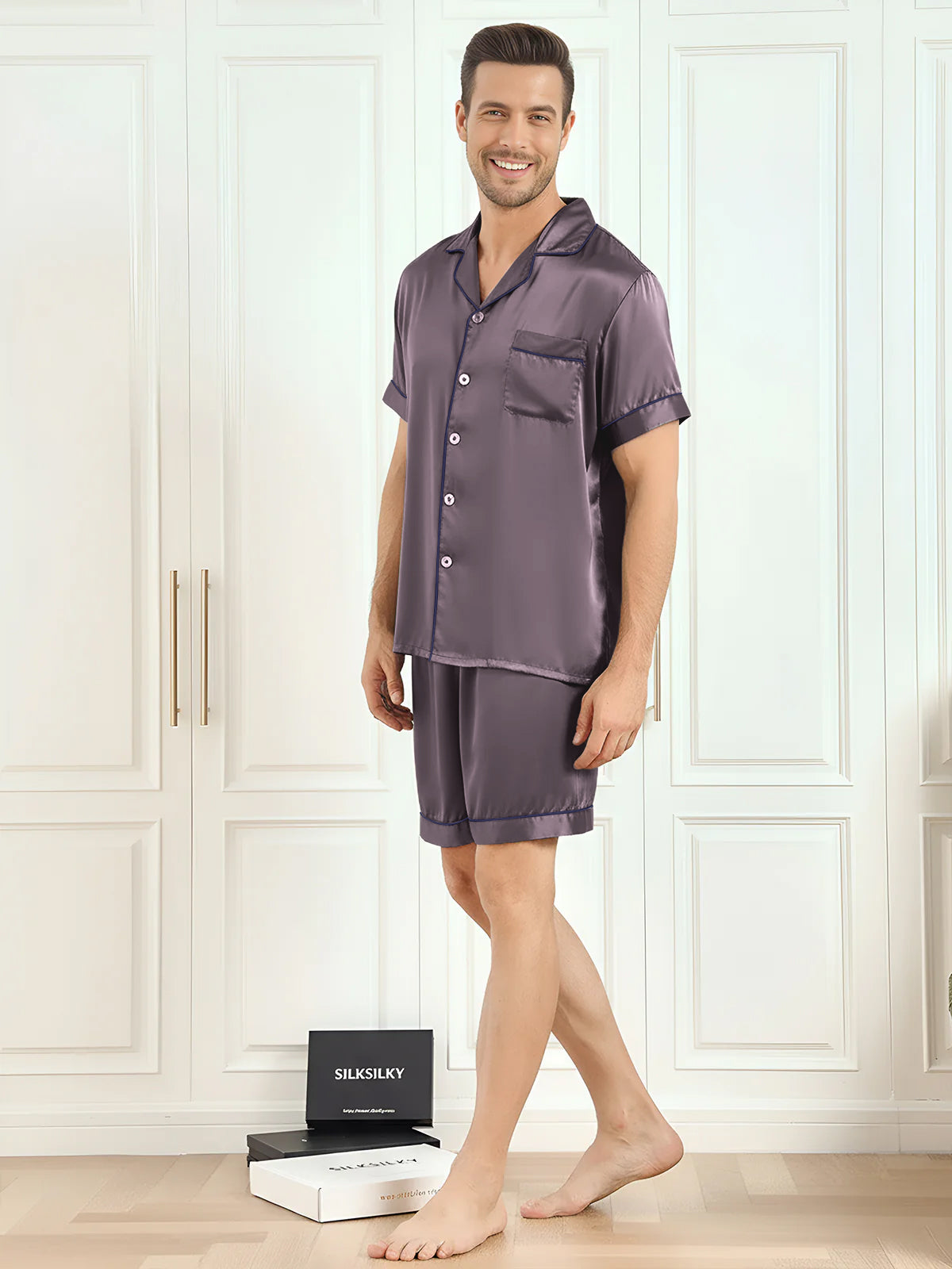 [Gris Pourpre] SilkSilky-FR Mens Pajamas 005,