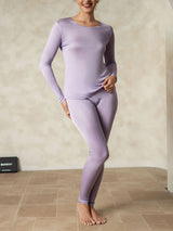 [Violette] SilkSilky-FR Manches longues Col Rond Sous Vêtements Longs Femme 003