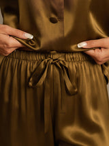 [Brun] SilkSilky-FR Long Sleeve Lapel Collar Femme Pyjamas 007