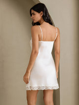 [Blanc] SilkSilky-FR Sleeveless V Neck Chemises de nuit 002