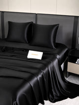 [Noir] SilkSilky-FR Parure de Lit Soie 006