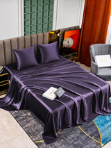 [Violet Foncé] SilkSilky-FR Parure de Lit Soie 004