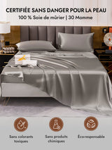 [Gris] SilkSilky-FR 30Momme Taies d'Oreiller 007