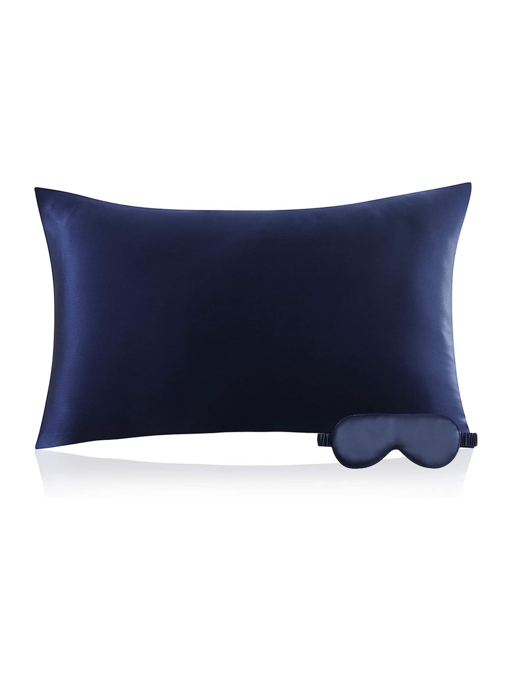 SilkSilky FR 22Momme Pure Soie Pillowcase Set BleuFoncé 002