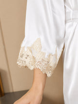 [Blanc] SilkSilky-FR 3/4 Sleeve V Neck Peignoir&Robe de Chambre 005