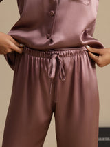 [Mauve Pâle] SilkSilky-FR Long Sleeve Lapel Collar Femme Pyjamas 006
