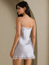 [Argent] SilkSilky-FR Sleeveless Sweetheart Neck Chemises de nuit 002