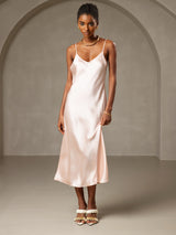 [Rose] SilkSilky-FR Sleeveless V Neck Robes 004