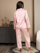 [Rose Clair] SilkSilky-FR Long Sleeve Lapel Collar Femme Pyjamas 002