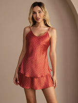 [Ginkgo Bordeaux] SilkSilky-FR Sleeveless V Neck Ensemble Camisole 003