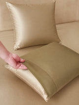 [Beige+Kaki] SilkSilky-FR Parure de Lit Soie 005