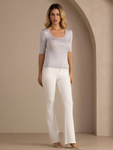 [Gris Clair] SilkSilky-FR Half Sleeve Femme T-Shirt 005