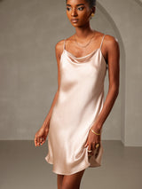 [Mauve Pâle] SilkSilky-FR Sleeveless Cowl Neck Robes 001
