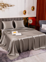 [Gris] SilkSilky-FR Parure de Lit Soie 003