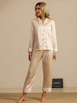 [Champagne] SilkSilky-FR Long Sleeve Lapel Collar Femme Pyjamas 001