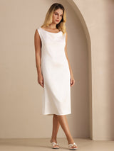 [Blanc] SilkSilky-FR Sleeveless Cowl Neck Robes 001
